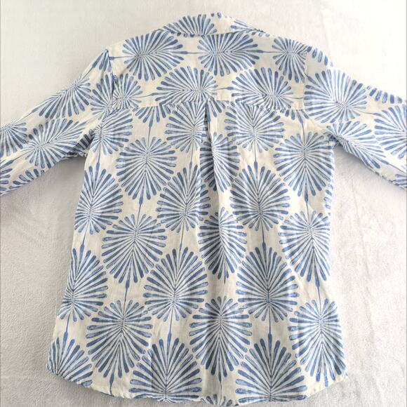 Joie 100% Linen Button Down Shirt Women's Med CoastalCowgirl Nautical Boho - Picture 9 of 9